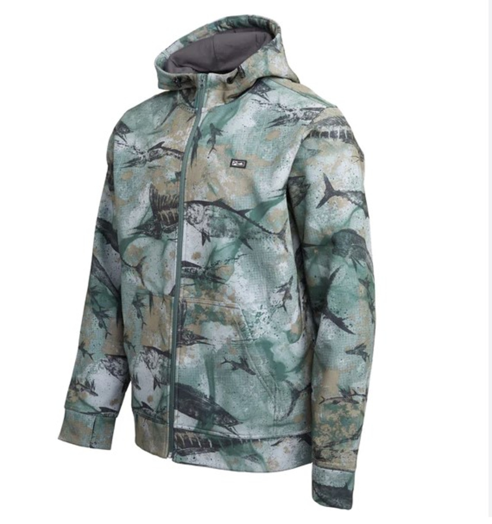 PELAGIC MEN'S FISHING JACKET GRANDER ZIP SOFTSHELL XL ARMY GREEN